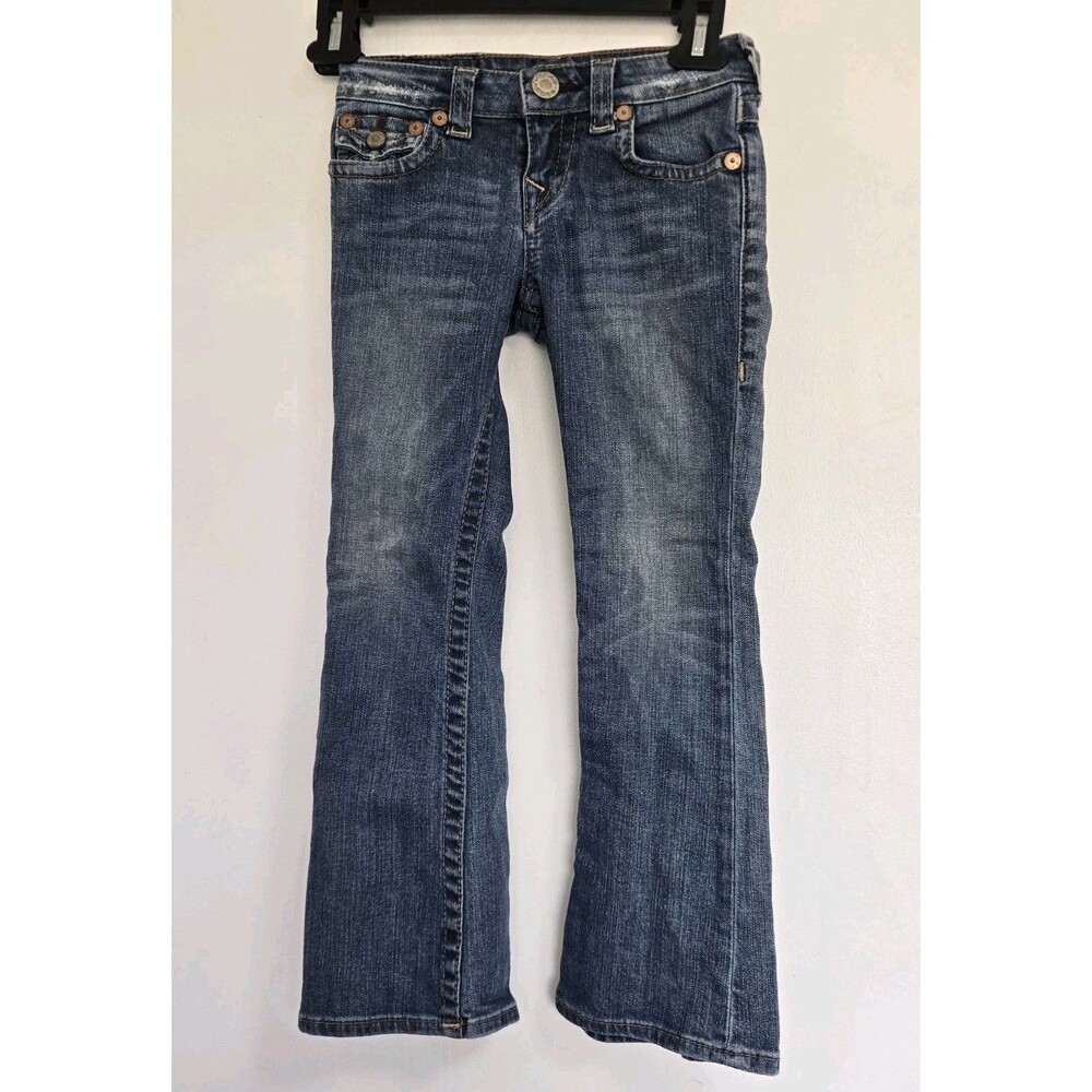 True Religion Jeans Girls 6 Billy Mid Rise Straight  Flap Pocket Blue